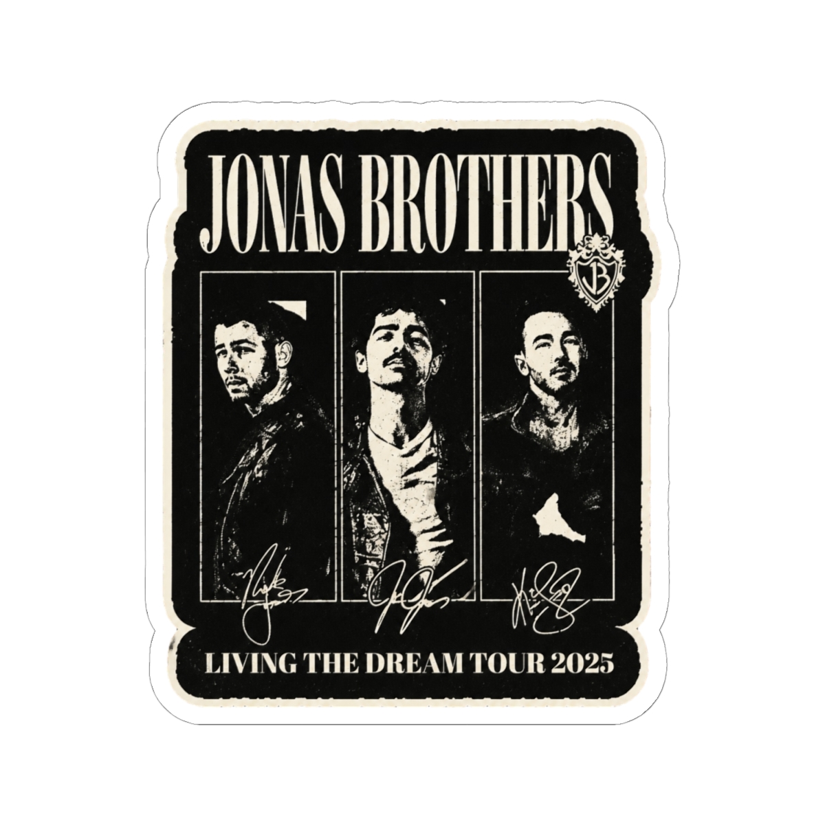 Retro Jonas Brothers Living The Dream Tour 2025 Sticker - alternate angle 1, merchandise
