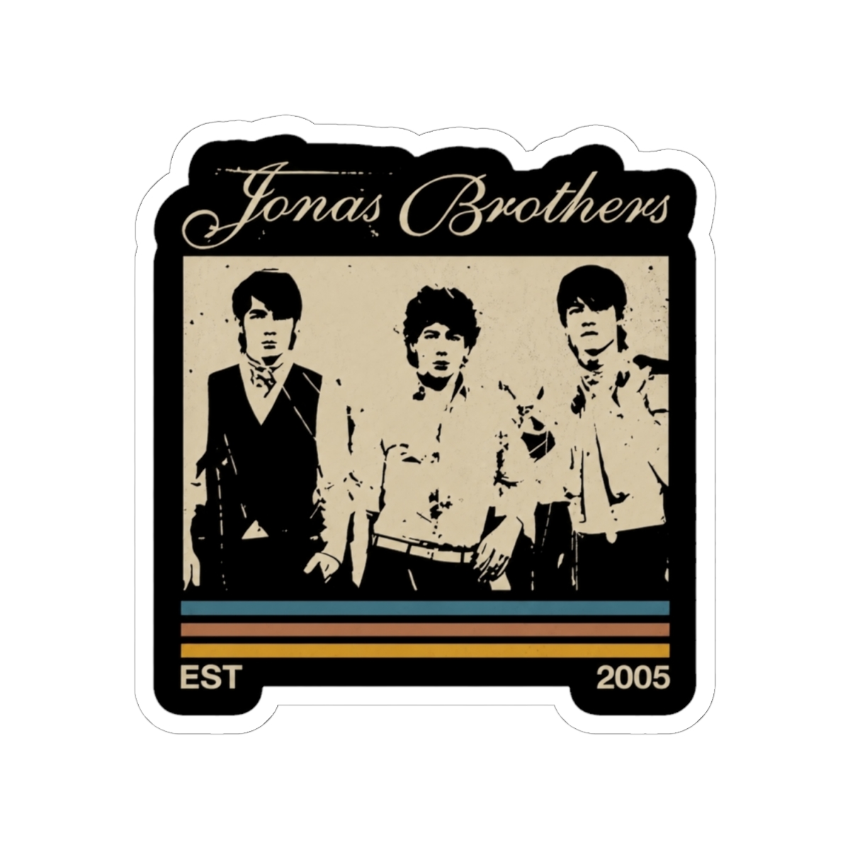 Jonas Brothers Retro Striped Sticker - alternate angle 1, merchandise